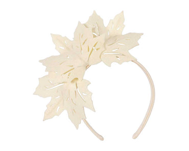 Cream laser cut maple leafs on headband