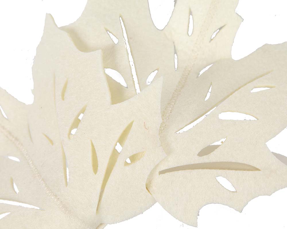 Cream laser cut maple leafs on headband