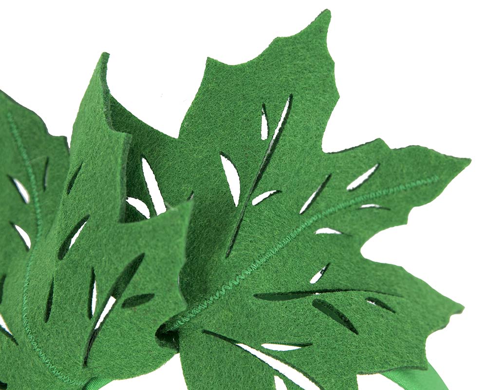 Green laser cut maple leafs on headband-2