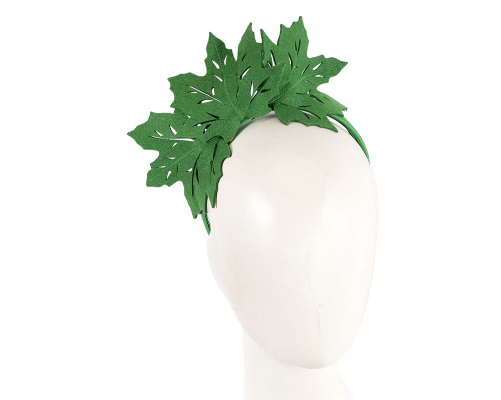Green laser cut maple leafs on headband-0