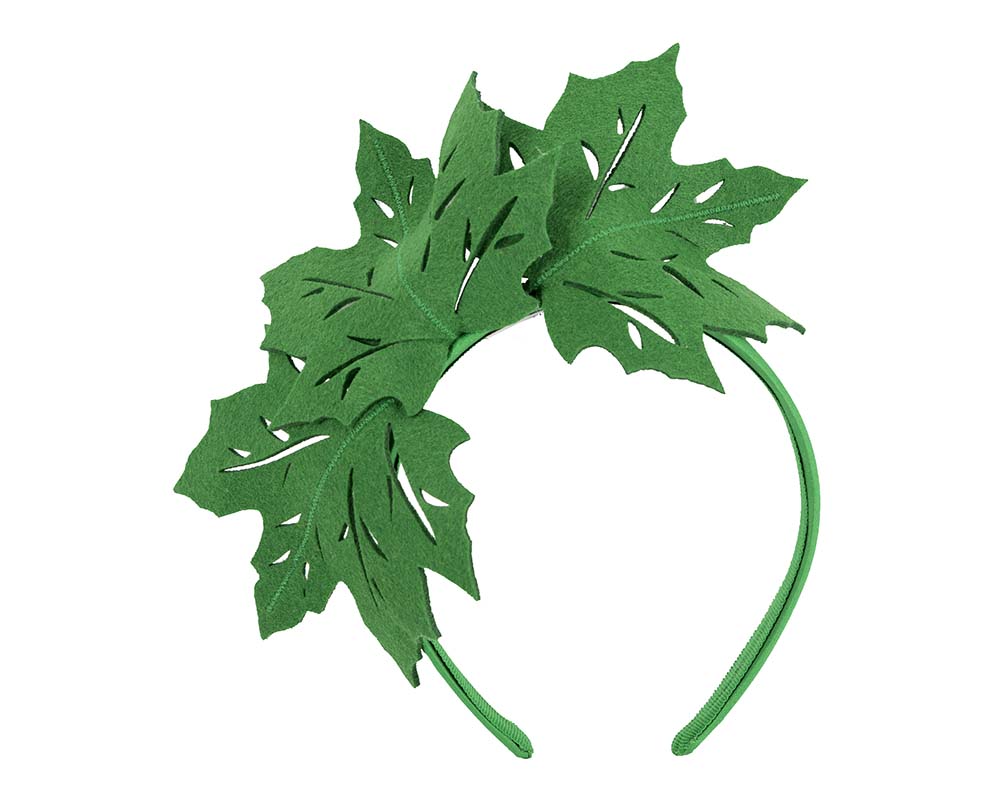 Green laser cut maple leafs on headband-1