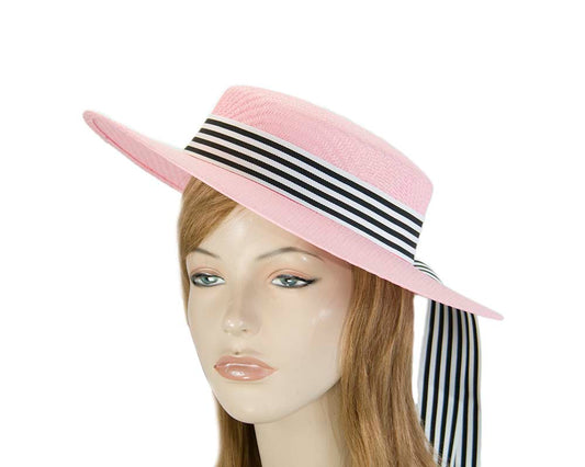 Pink boater hat by Max Alexander MA800