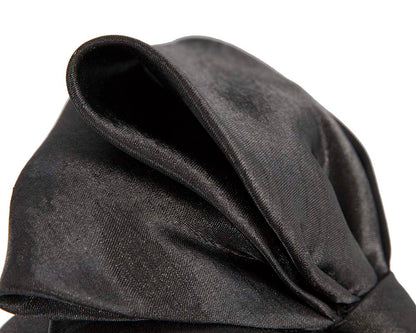 Black satin fascinator with big bow by Max Alexander