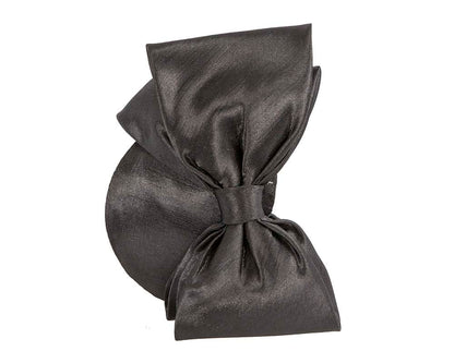 Black satin fascinator with big bow by Max Alexander