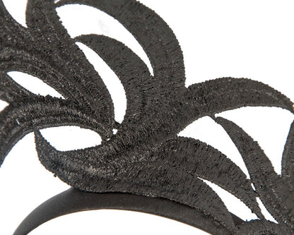Black lace crown fascinator headband by Max Alexander MA813