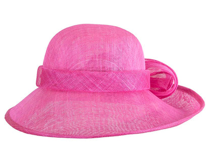Large fuchsia racing hat by Max Alexander