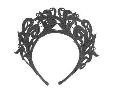 Modern black crown racing fascinator by Max Alexander