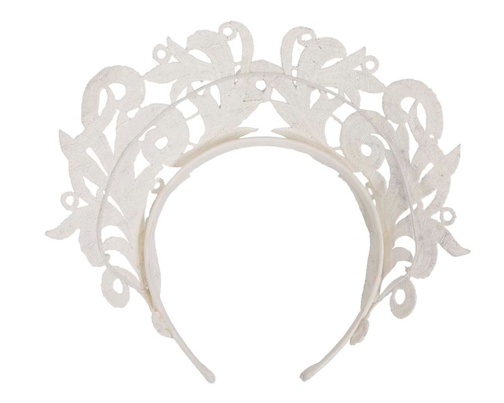 Modern ivory crown racing fascinator by Max Alexander-3