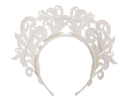 Modern ivory crown racing fascinator by Max Alexander-3