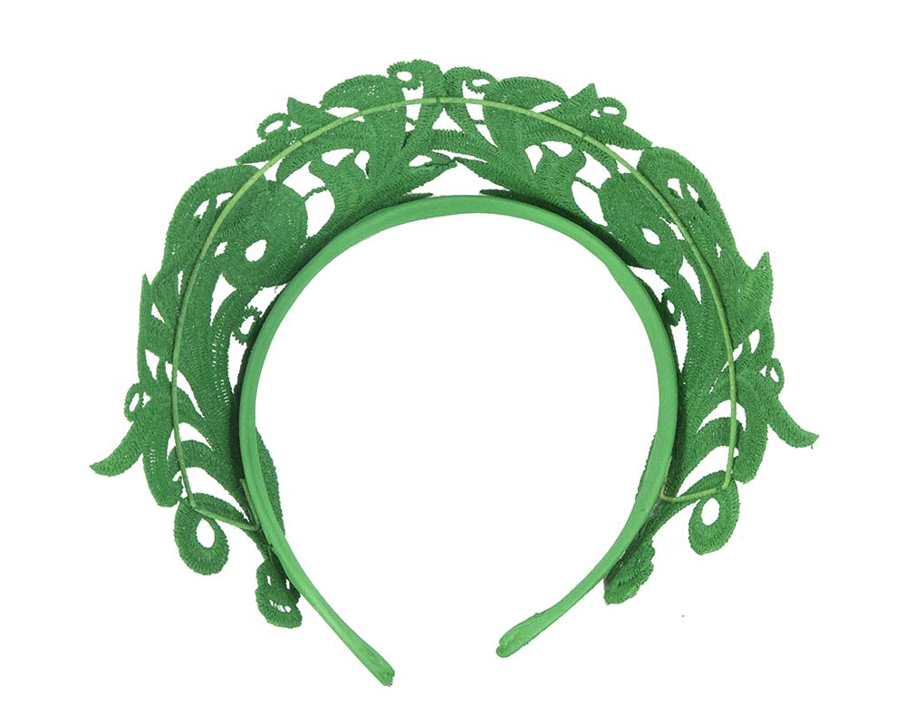 Modern green crown racing fascinator by Max Alexander
