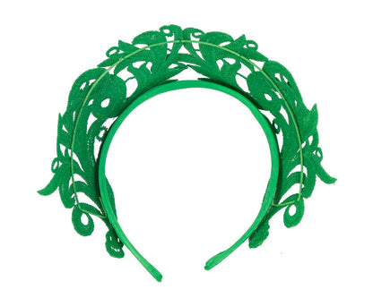 Modern green crown racing fascinator by Max Alexander