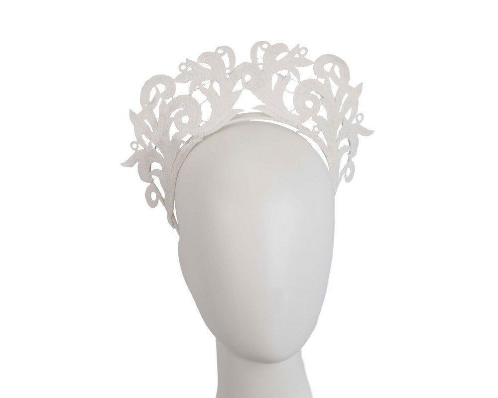 Modern ivory crown racing fascinator by Max Alexander-0