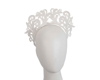 Modern ivory crown racing fascinator by Max Alexander-0
