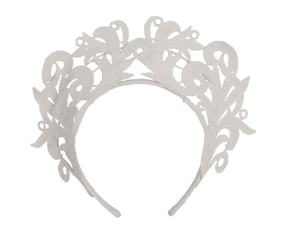 Modern ivory crown racing fascinator by Max Alexander-1