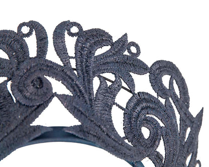 Modern navy crown racing fascinator by Max Alexander