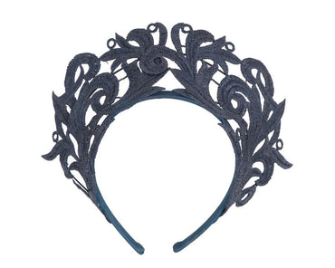 Modern navy crown racing fascinator by Max Alexander