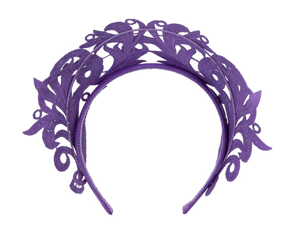 Modern purple crown racing fascinator by Max Alexander-3