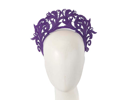 Modern purple crown racing fascinator by Max Alexander-0