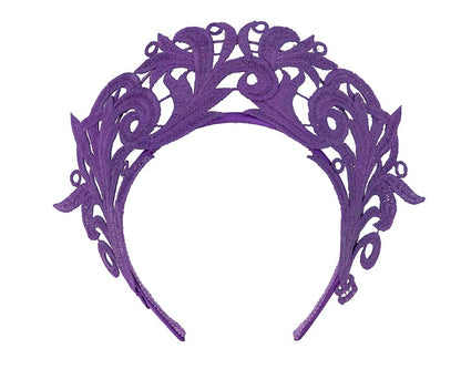 Modern purple crown racing fascinator by Max Alexander-1