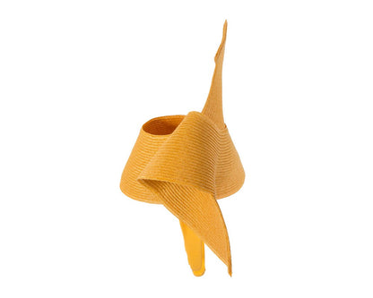 Modern mustard yellow fascinator by Max Alexander-2