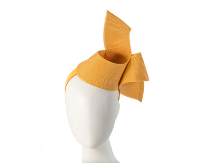 Modern mustard yellow fascinator by Max Alexander-0