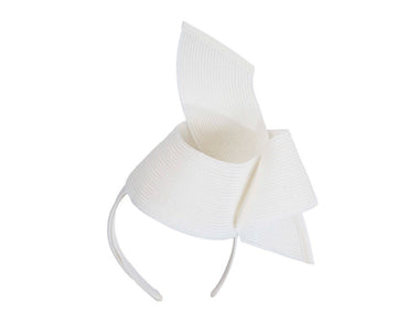 Modern white fascinator by Max Alexander