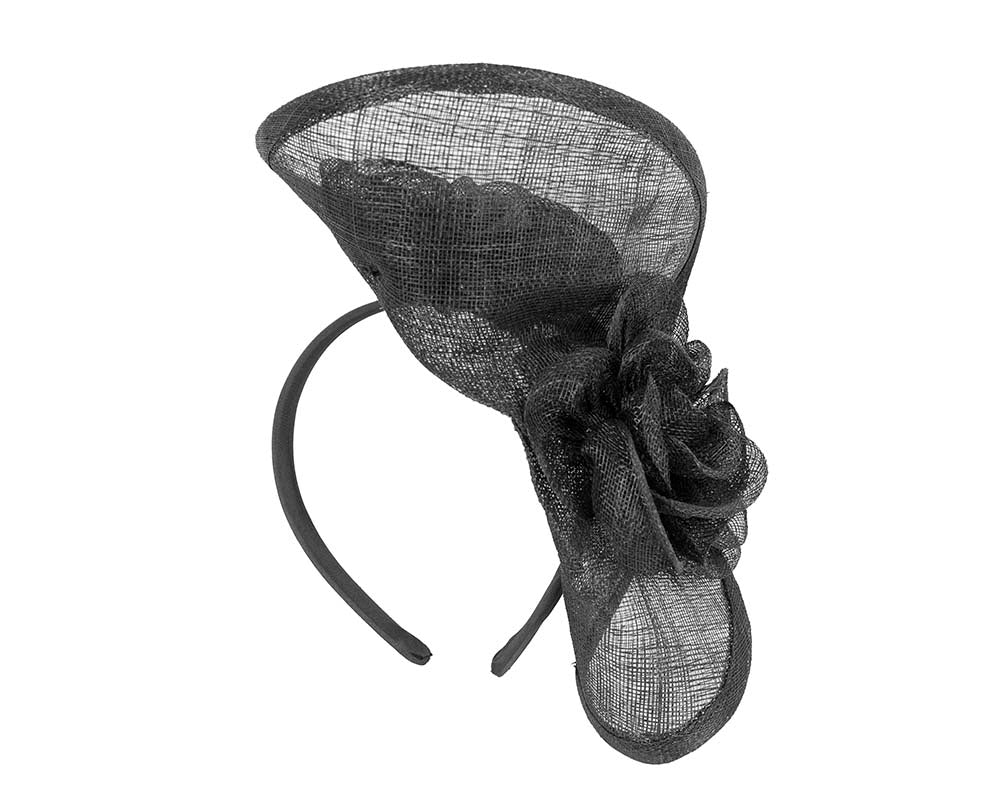 Tall black sinamay fascinator by Max Alexander MA841-3