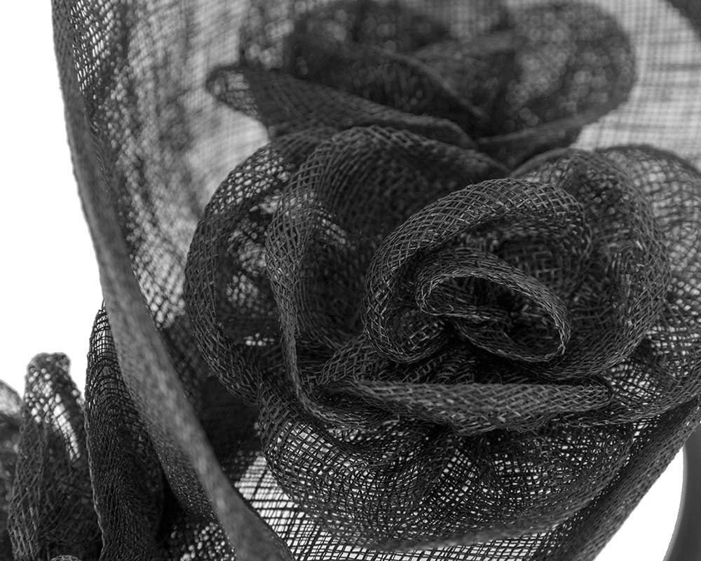 Tall black sinamay fascinator by Max Alexander MA841-2