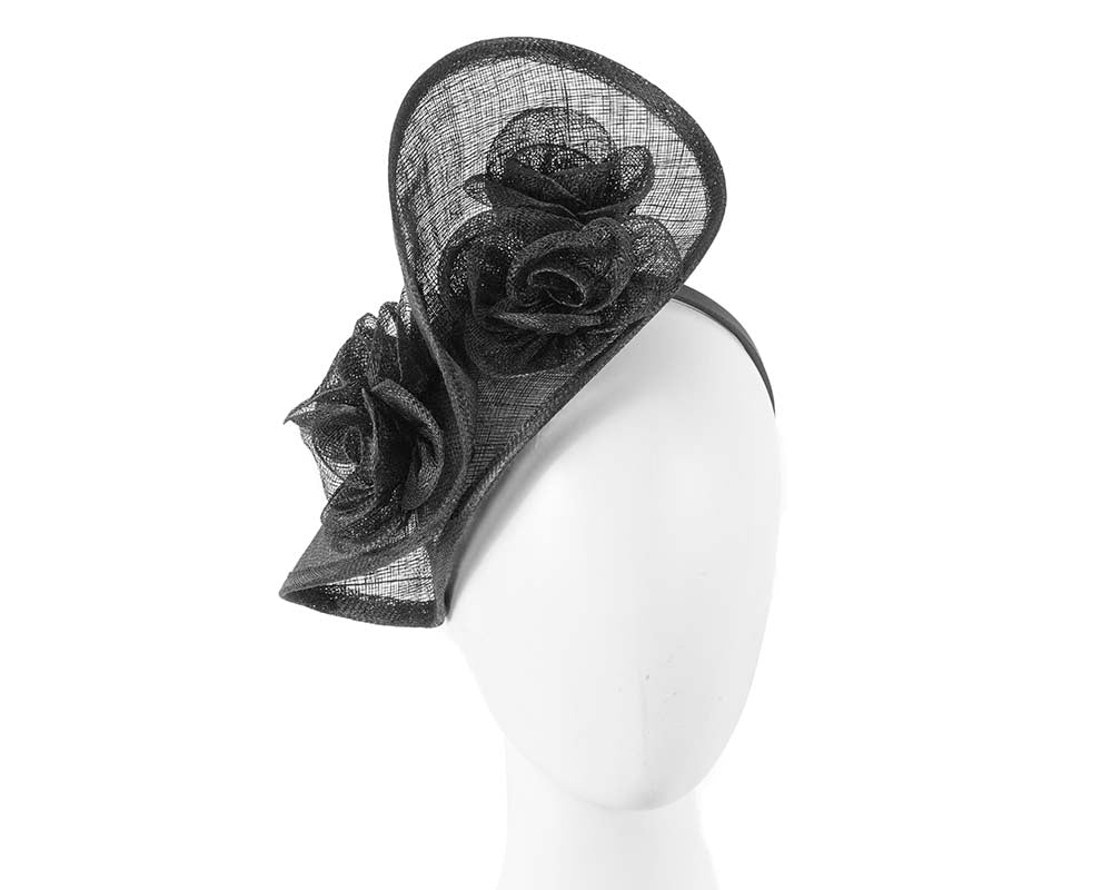 Tall black sinamay fascinator by Max Alexander MA841-0