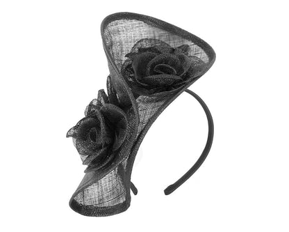 Tall black sinamay fascinator by Max Alexander MA841-1