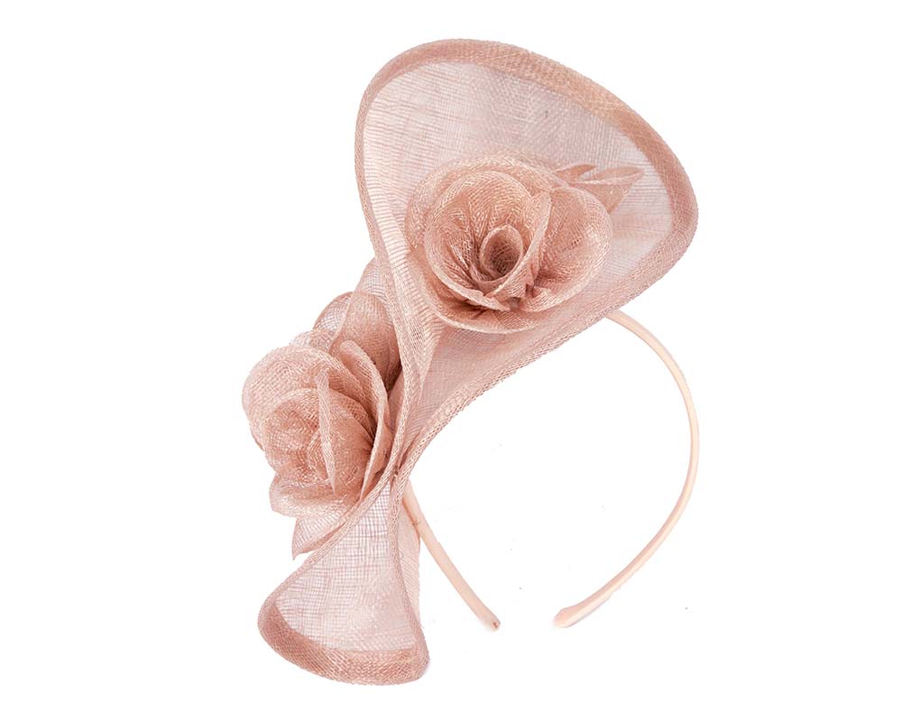 Tall blush sinamay fascinator by Max Alexander-1