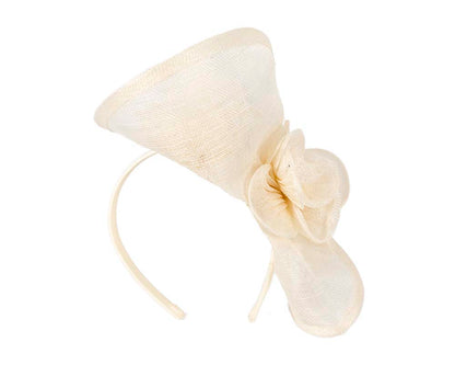 Tall cream sinamay fascinator by Max Alexander-3