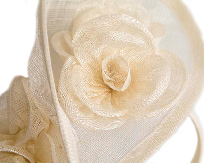 Tall cream sinamay fascinator by Max Alexander-2