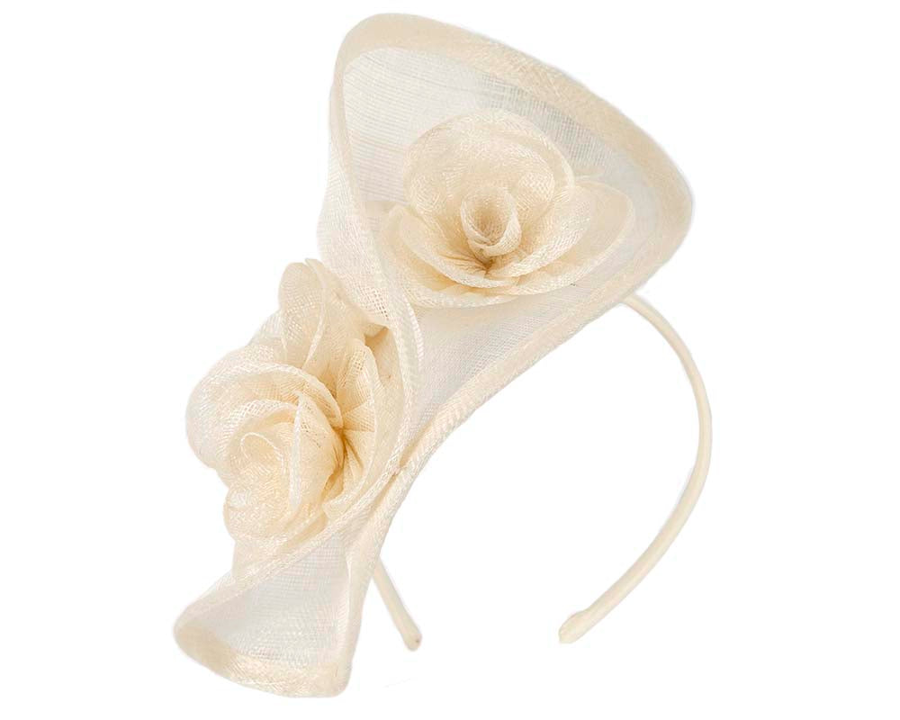 Tall cream sinamay fascinator by Max Alexander-1