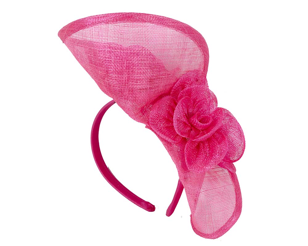 Tall fuchsia sinamay fascinator by Max Alexander MA841-3
