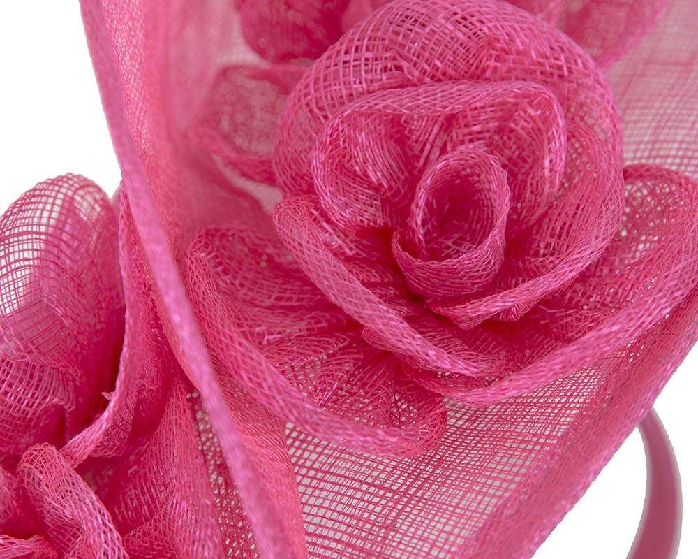 Tall fuchsia sinamay fascinator by Max Alexander MA841-2