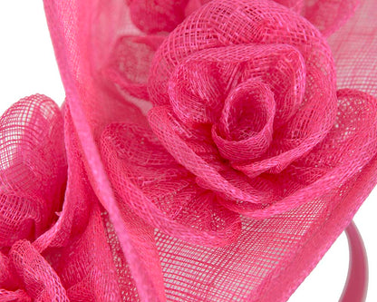 Tall fuchsia sinamay fascinator by Max Alexander MA841-2