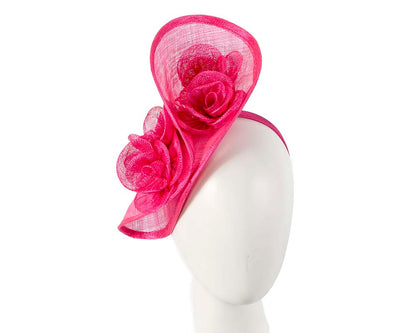 Tall fuchsia sinamay fascinator by Max Alexander MA841-0
