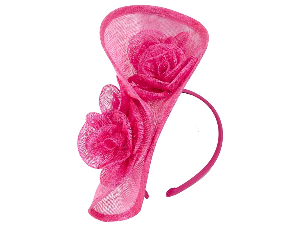 Tall fuchsia sinamay fascinator by Max Alexander MA841-1