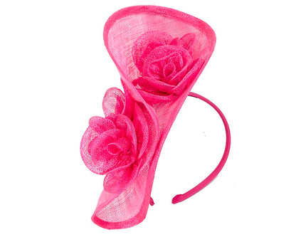 Tall fuchsia sinamay fascinator by Max Alexander MA841-1