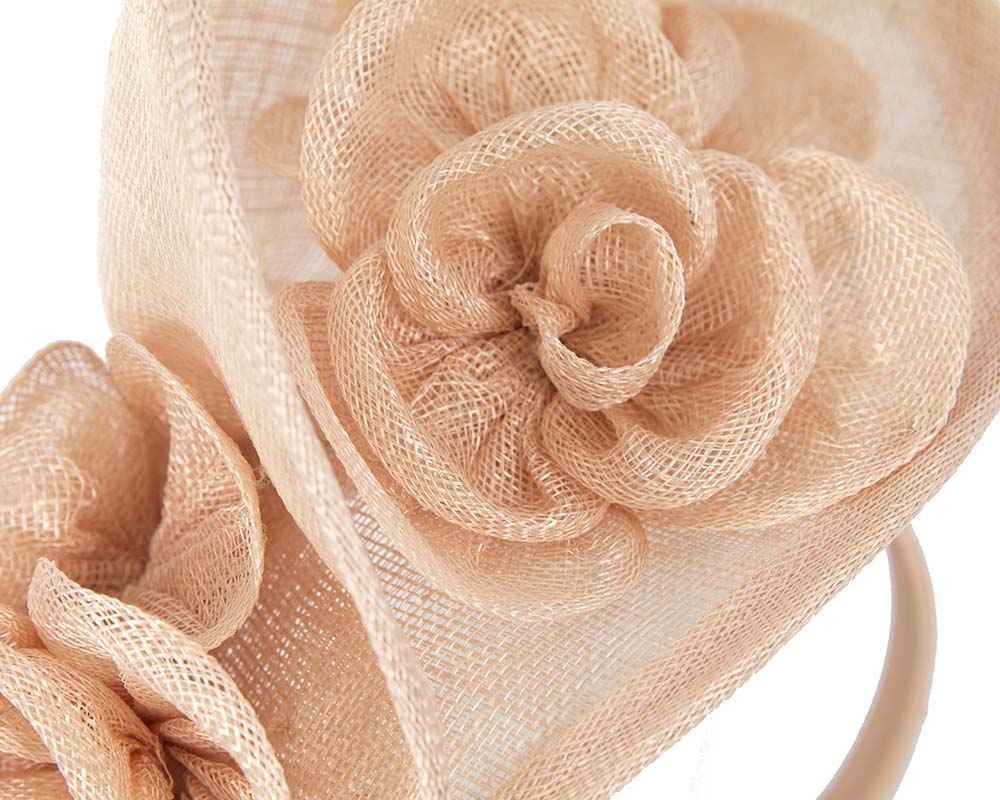 Tall nude sinamay fascinator by Max Alexander-2