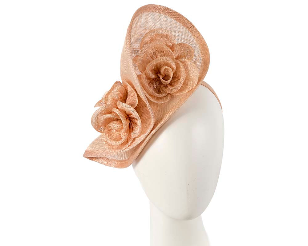 Tall nude sinamay fascinator by Max Alexander-0