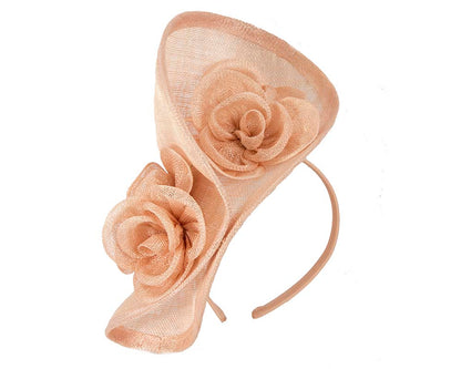 Tall nude sinamay fascinator by Max Alexander-1
