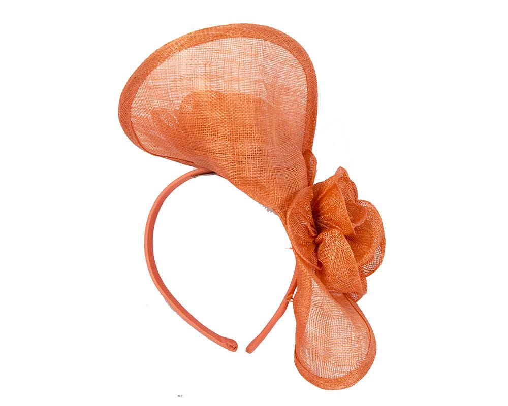 Tall burnt orange sinamay fascinator by Max Alexander