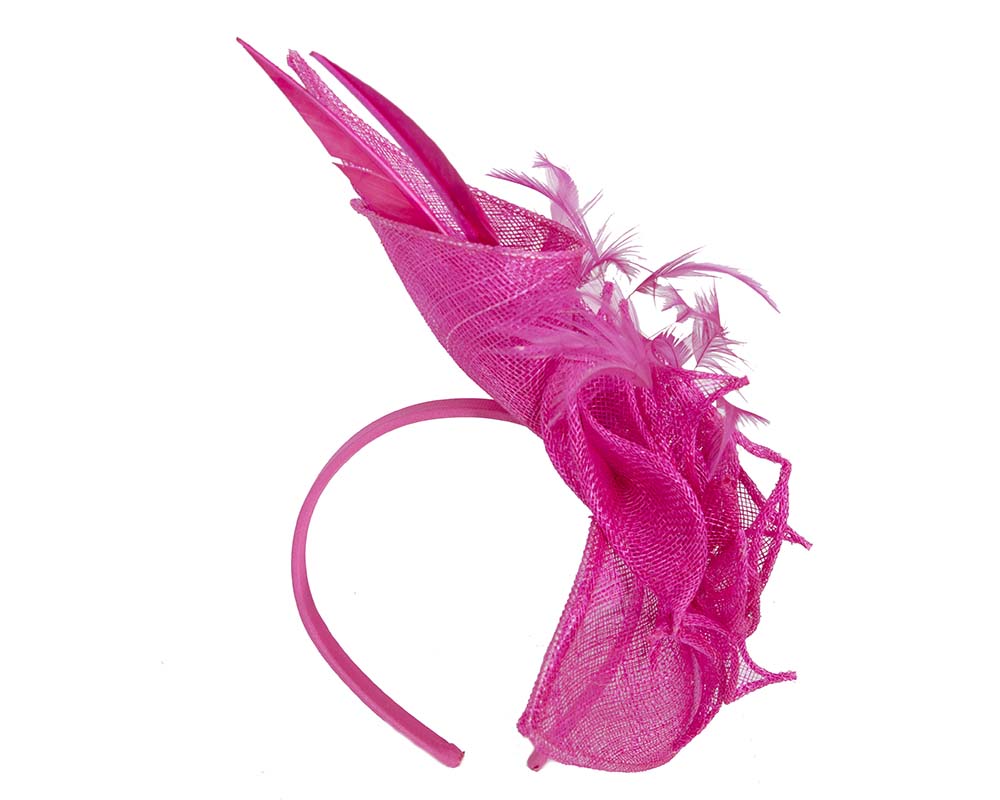 Fuchsia sinamay racing fascinator by Max Alexander