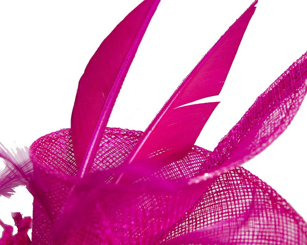 Fuchsia sinamay racing fascinator by Max Alexander