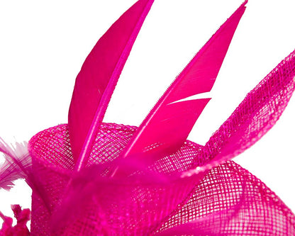 Fuchsia sinamay racing fascinator by Max Alexander