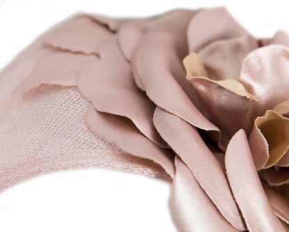 Wide rose gold leather rose headband fascinator by Max Alexander-3