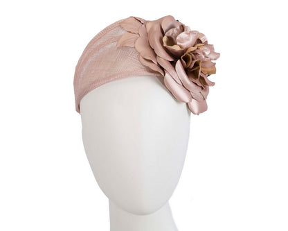 Wide rose gold leather rose headband fascinator by Max Alexander-0
