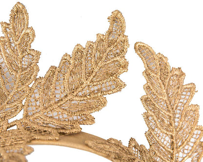 Gold lace crown racing fascinator by Max Alexander